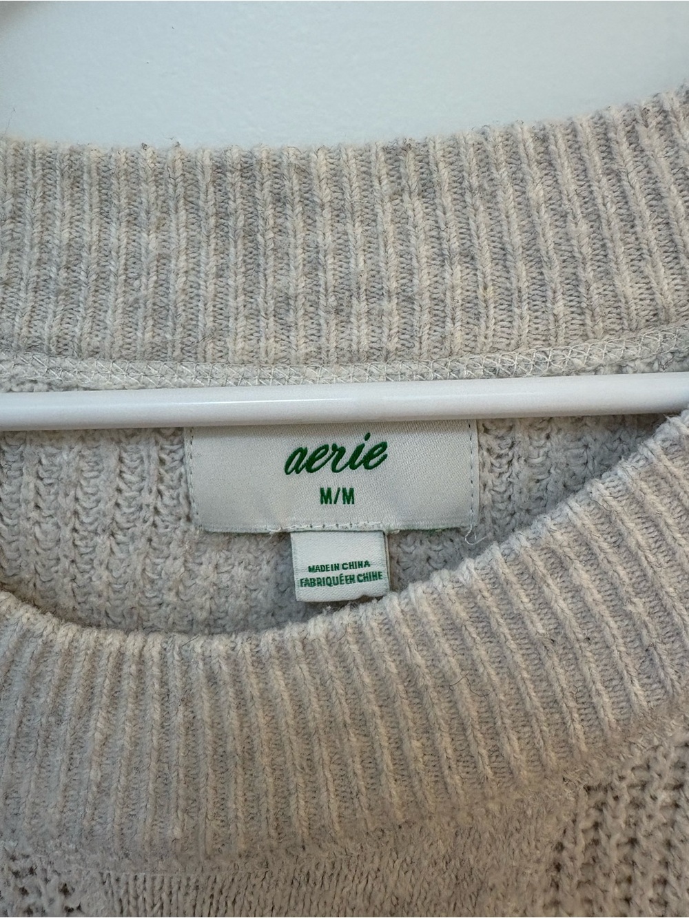 aerie Oversized Ribbed Crewneck Sweater - Cream - Picture 2 of 3